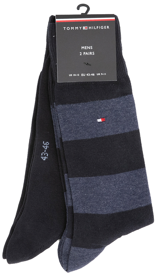 Duo sokken met blauw paar en blauw paar met lichtblauwe strepen Tommy Hilfiger 