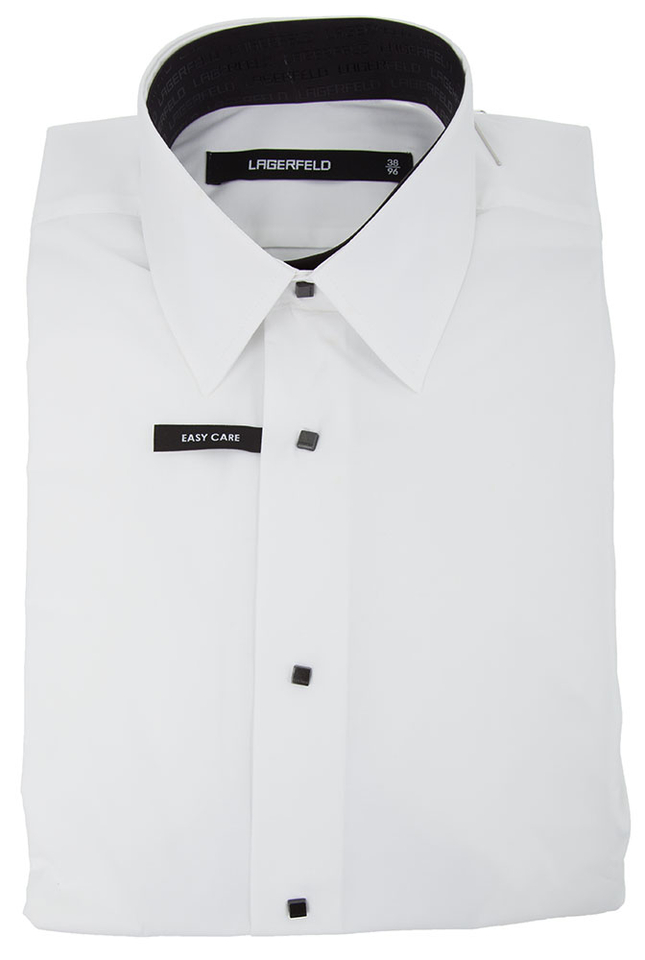 Wit Hemd regular fit met lange mouwen en Zwarte Vierkante Drukknopen EASY CARE Lagerfeld