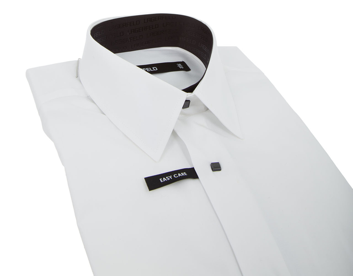 Wit Hemd regular fit met lange mouwen en Zwarte Vierkante Drukknopen EASY CARE Lagerfeld