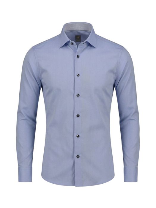 lichtblauw katoenen hemd slim fit met lange mouwen Jacques Britt