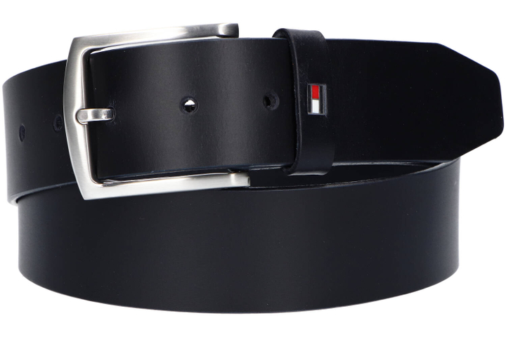 Donkerblauwe Lederen Riem met Zilver Boucle Tommy Hilfiger 