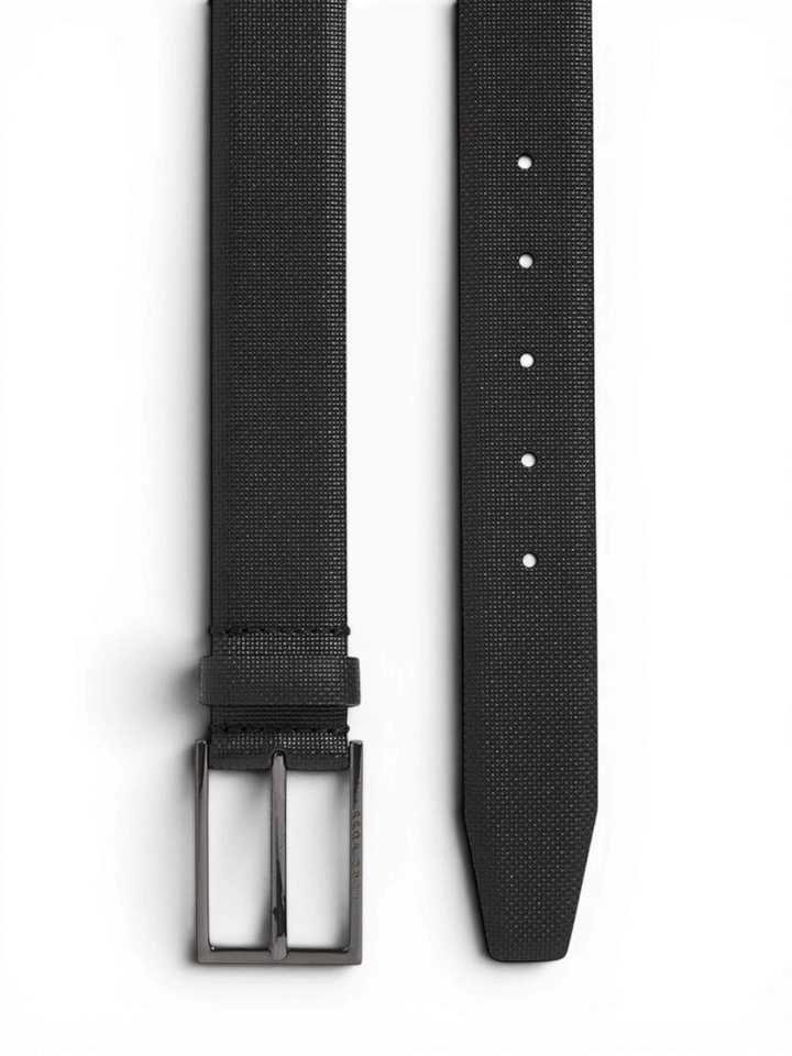Zwarte riem met blokjes patroon Hugo Boss