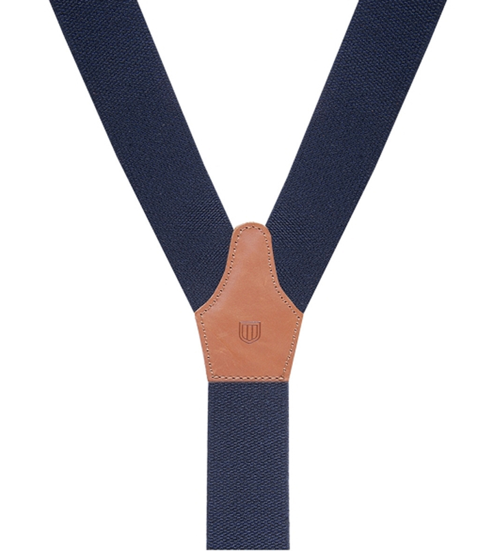 Donkerblauwe bretels met lichtbruine afwerking Profuomo Michaelis