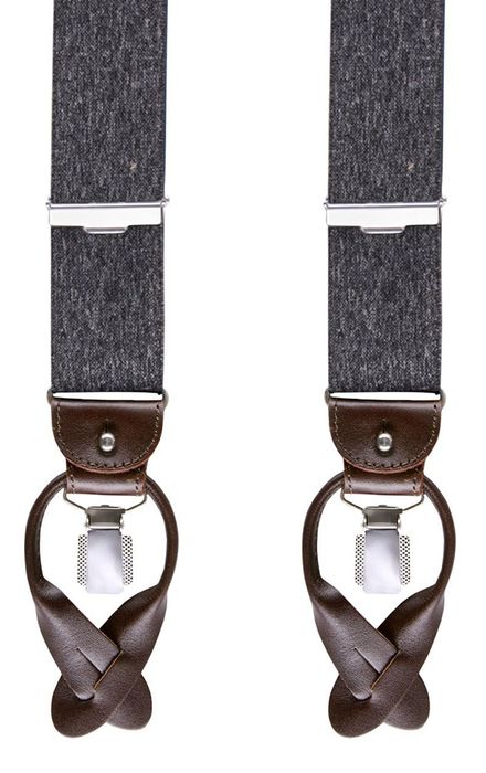 Grijze bretellen met donkerbruine afwerking Profuomo Michaelis