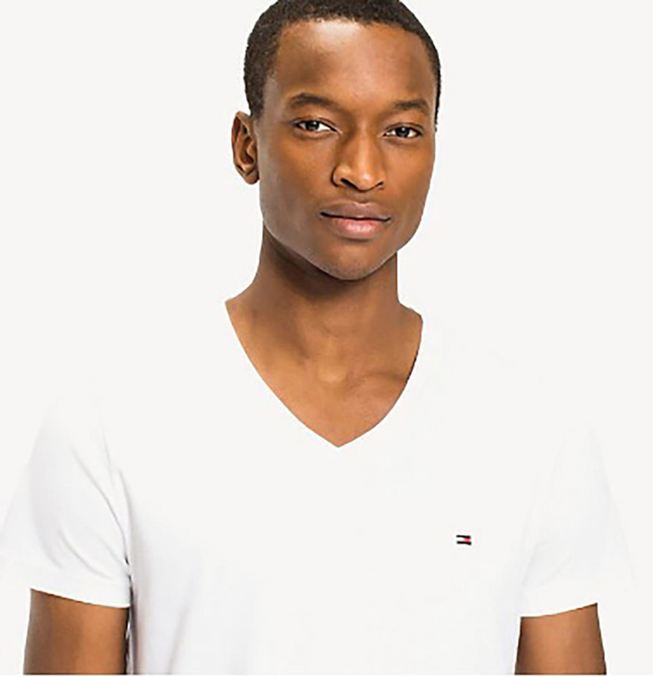 Witte t-shirt met V-hals Tommy Hilfiger 