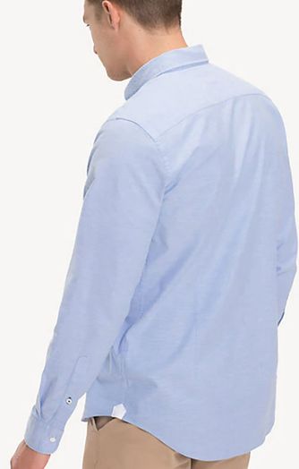Lichtblauw hemd stretch slim fit met lange mouwen Tommy Hilfiger