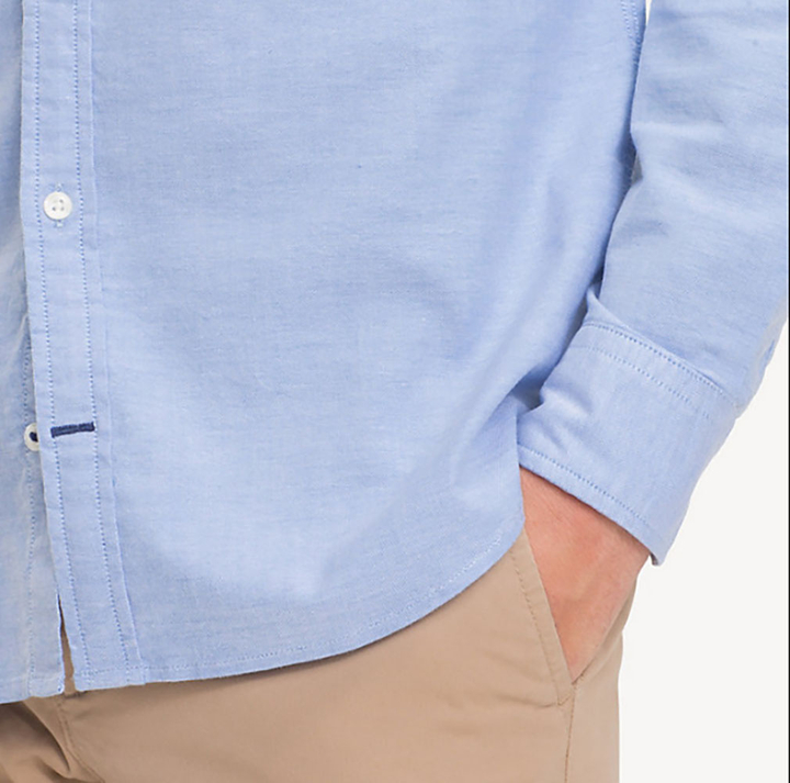 Lichtblauw hemd stretch slim fit met lange mouwen Tommy Hilfiger