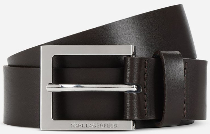 Donkerbruine effen Riem Karl Lagerfeld met zilverkleurige gesp Karl Lagerfeld