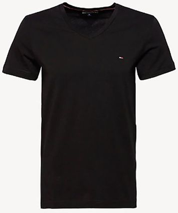 Zwarte T-shirt met V-hals Tommy Hilfiger 