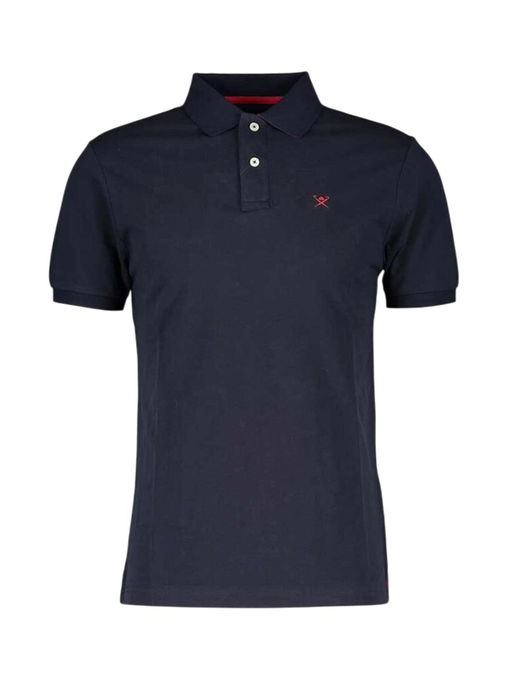 Donkerblauwe polo met geborduurd logo Hackett