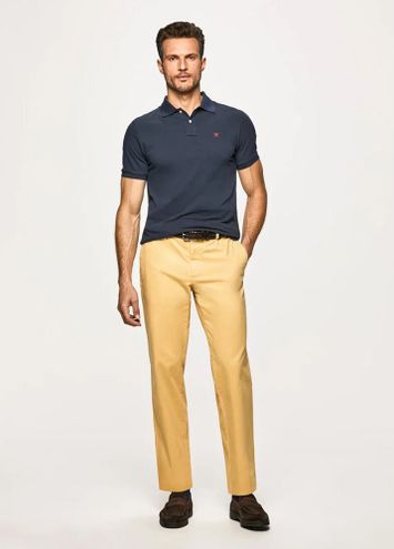Donkerblauwe polo met geborduurd logo Hackett