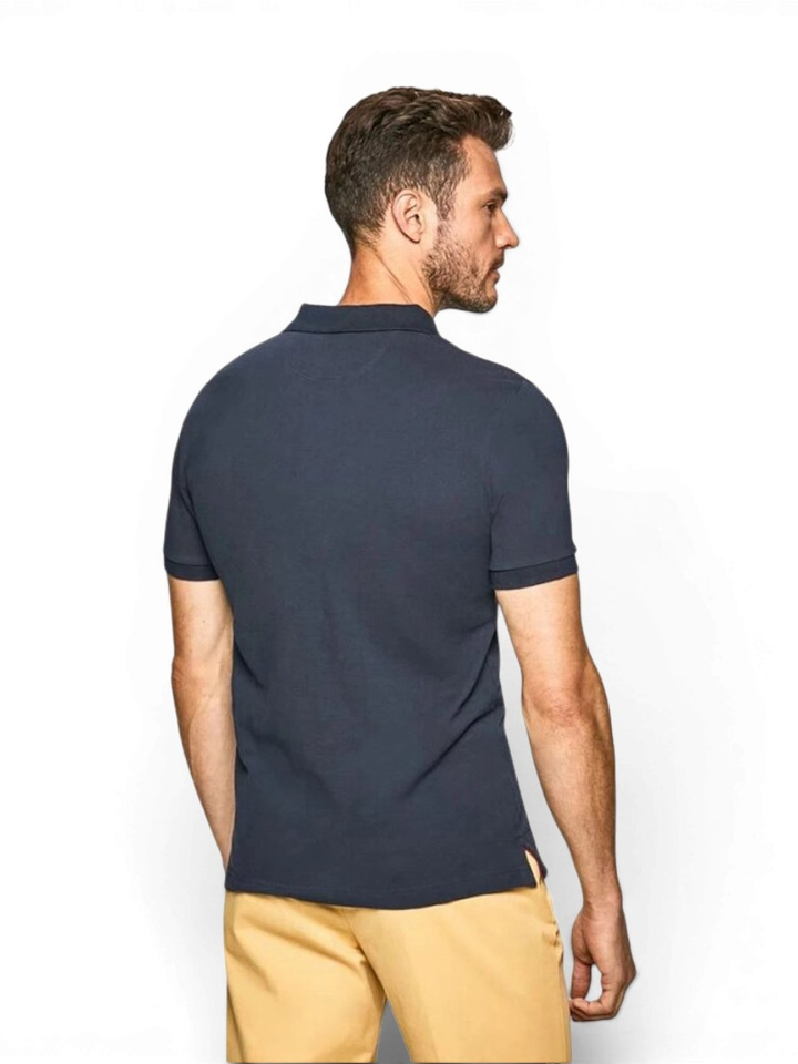 Donkerblauwe polo met geborduurd logo Hackett