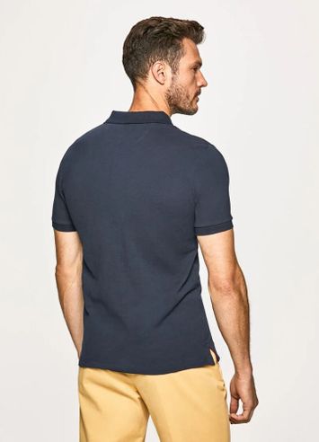 Donkerblauwe polo met geborduurd logo Hackett