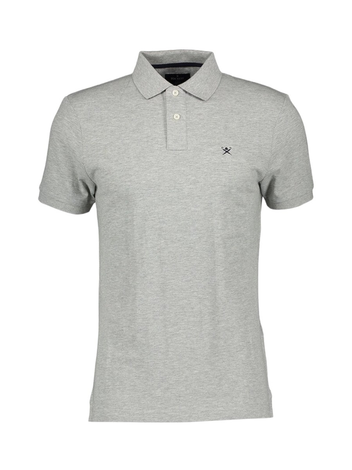 Lichtgrijze polo met geborduurd logo Slim Fit Hackett