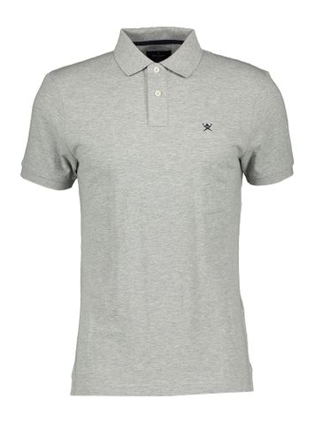 Lichtgrijze polo met geborduurd logo Slim Fit Hackett