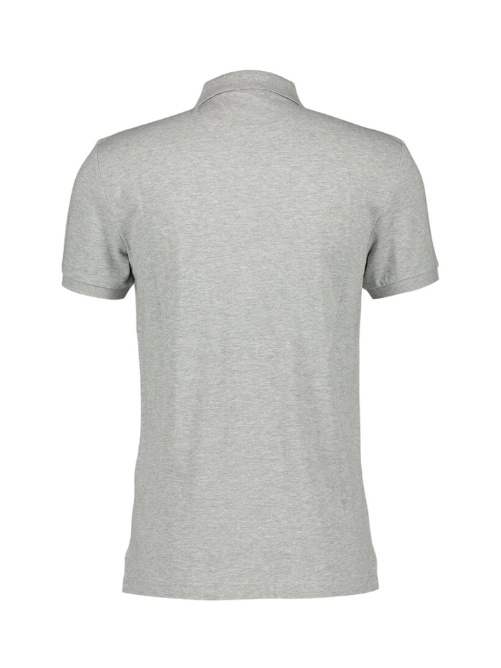 Lichtgrijze polo met geborduurd logo Slim Fit Hackett
