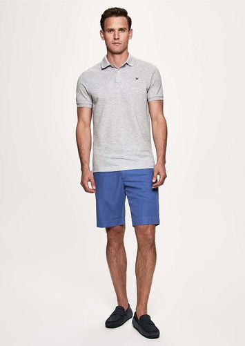 Lichtgrijze polo met geborduurd logo Slim Fit Hackett