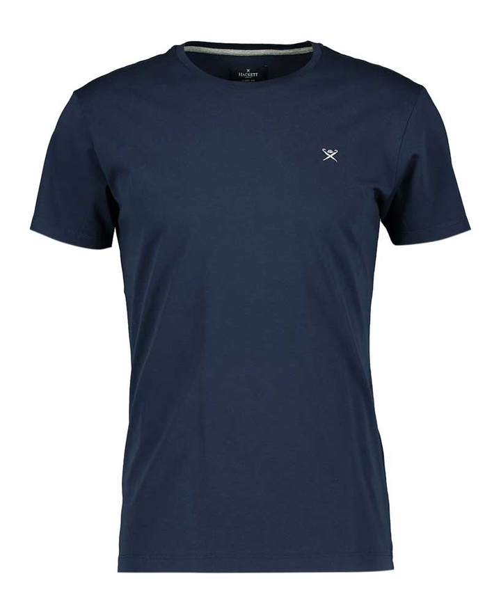 Donkerblauwe T-Shirt met Korte Mouwen en met Ronde Hals Hackett