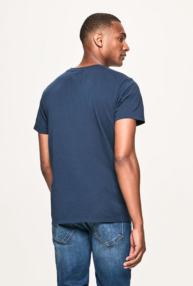 Donkerblauwe T-Shirt met Korte Mouwen en met Ronde Hals Hackett