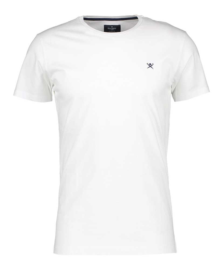Witte t-shirt met donkerblauw logo Classic Fit Hackett 