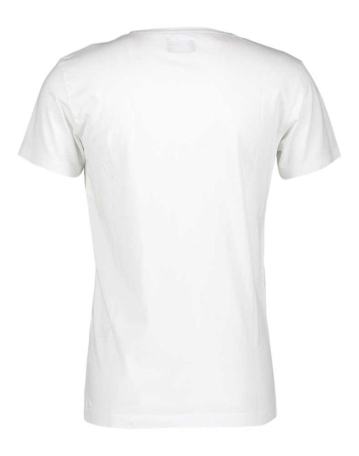 Witte t-shirt met donkerblauw logo Classic Fit Hackett 