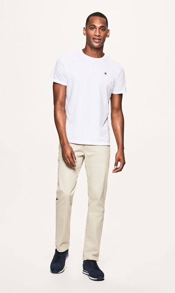 Witte t-shirt met donkerblauw logo Classic Fit Hackett 