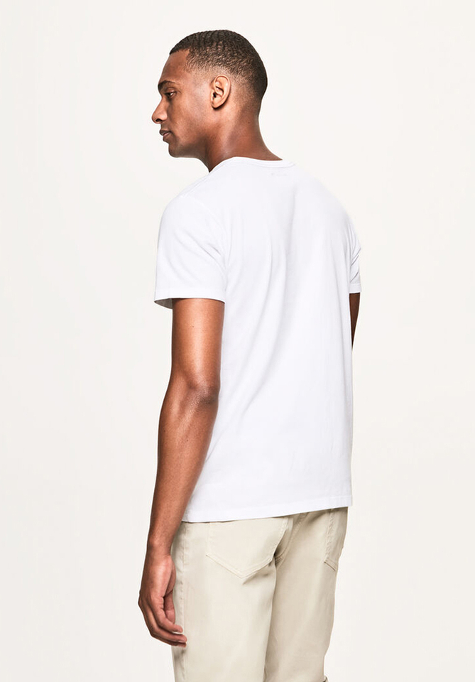 Witte t-shirt met donkerblauw logo Classic Fit Hackett 