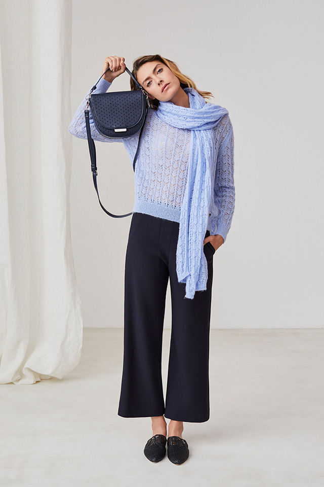 Blauwe geklede broek met elastiek Xandres