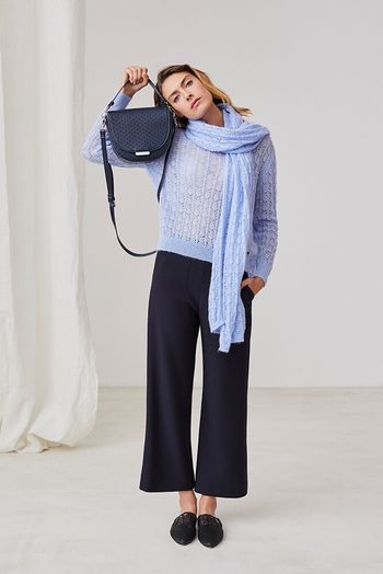Blauwe geklede broek met elastiek Xandres