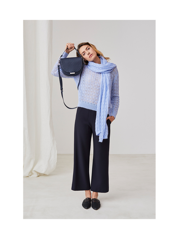 Blauwe geklede broek met elastiek Xandres