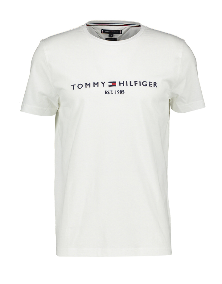 Ecru t-shirt met geborduurde merknaam Tommy Hilfiger