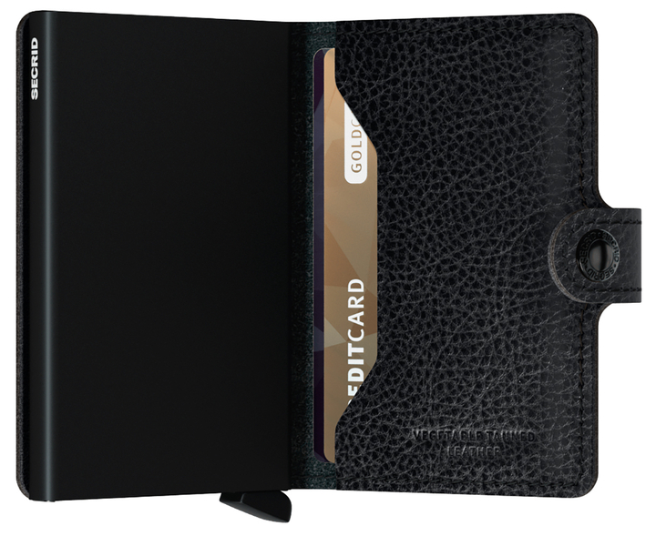 Zwarte lederen miniwallet Vegan Secrid