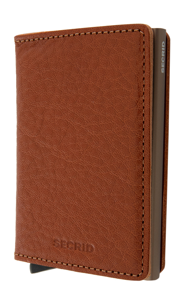 Cognackleurige lederen miniwallet Vegan Secrid