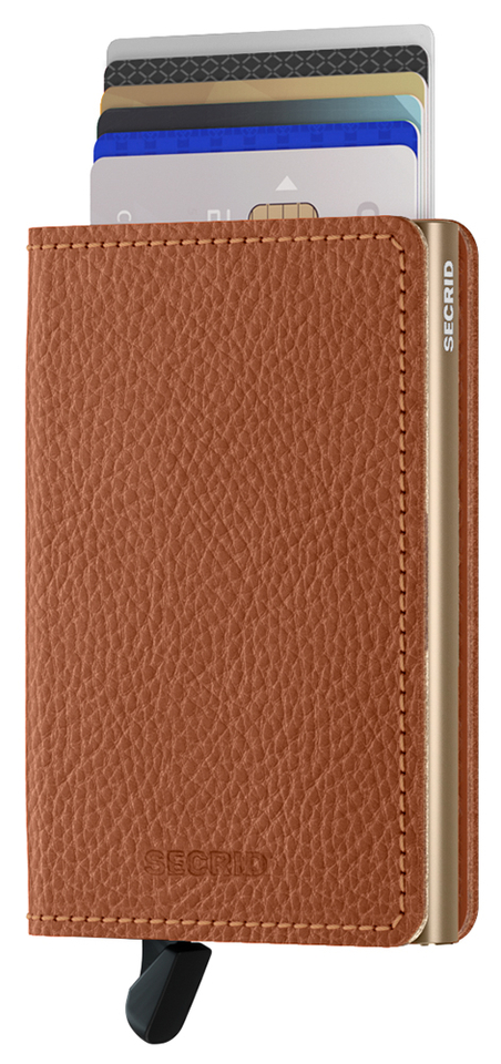 Cognackleurige lederen miniwallet Vegan Secrid