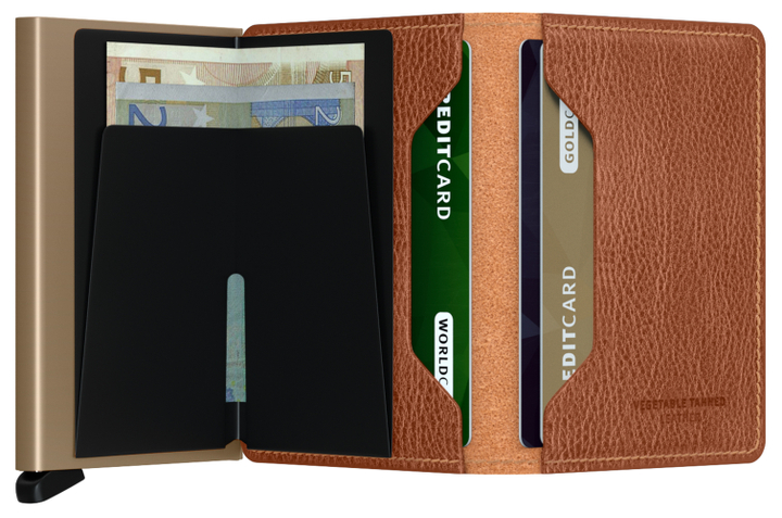 Cognackleurige lederen miniwallet Vegan Secrid
