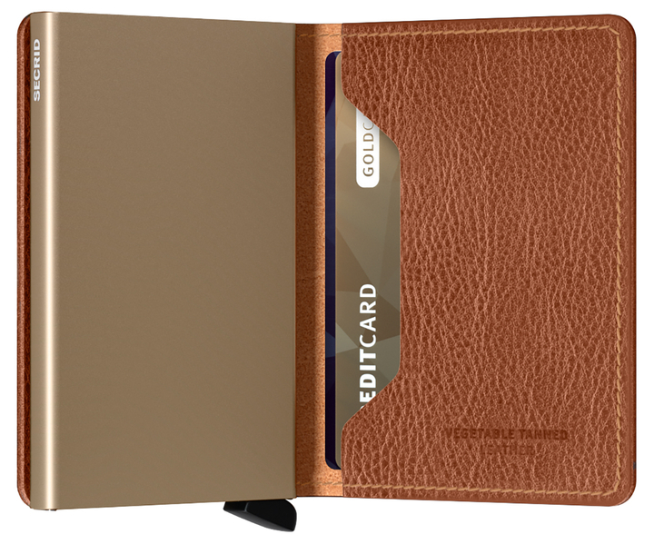 Cognackleurige lederen miniwallet Vegan Secrid
