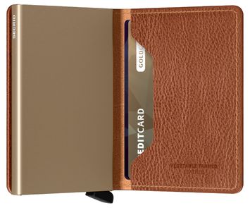 Cognackleurige lederen miniwallet Vegan Secrid