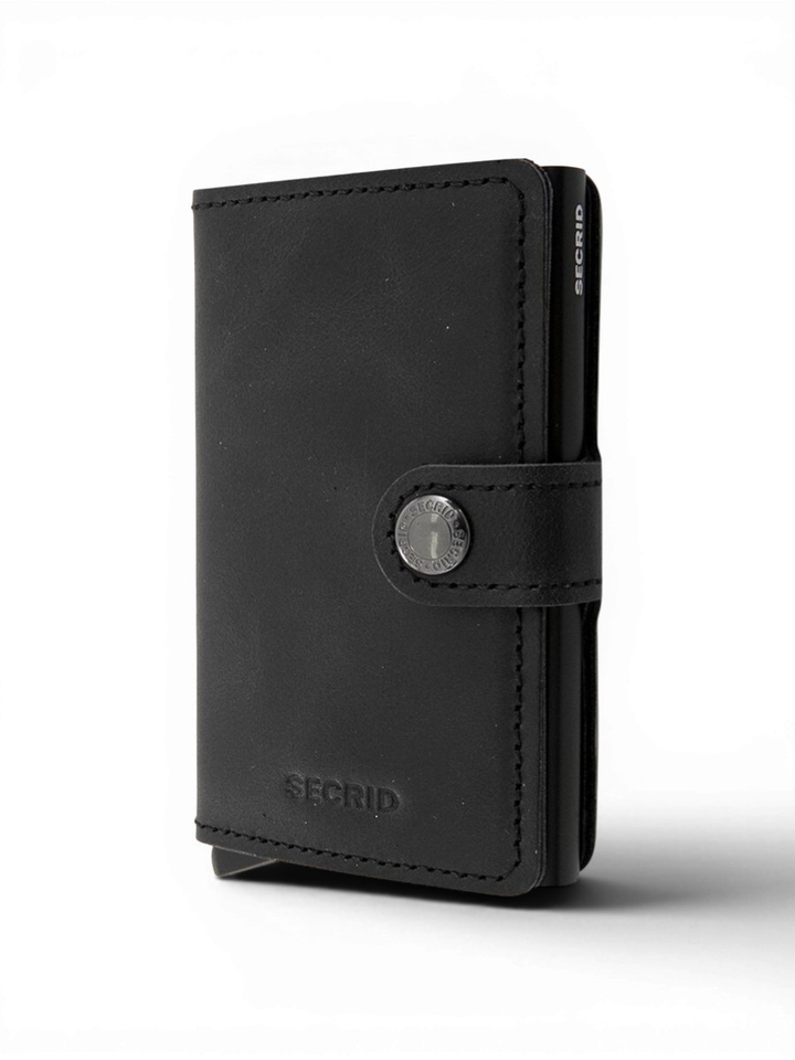 Zwarte lederen miniwallet Vintage Secrid