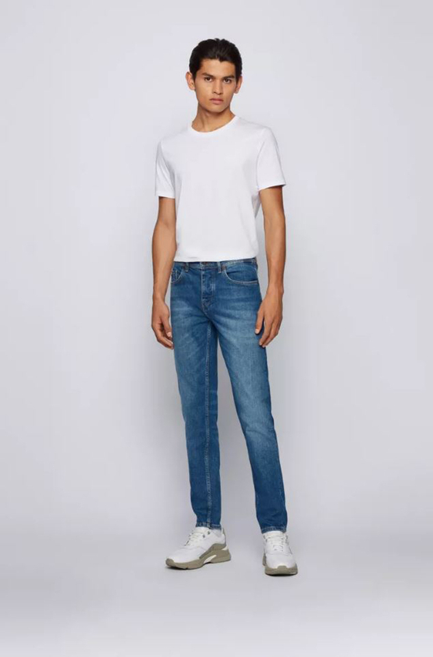 Blauwe jeansbroek Tapered Fit Taber Boss 