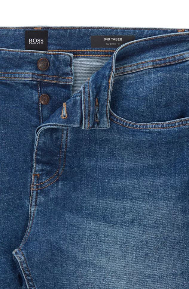 Blauwe jeansbroek Tapered Fit Taber Boss 