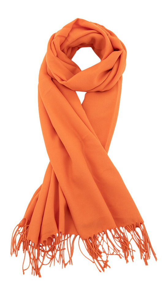 Effen Oranje Sjaal met Ruffles L'Immagine