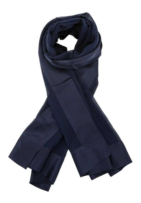 Donkerblauwe Zijde Sjaal met Glanzende Boorden L'Immagine