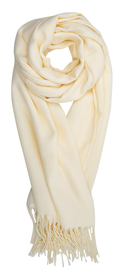 Crèmewitte sjaal met franjes L'immagine