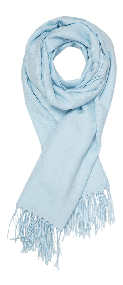 Lichtblauwe sjaal met franjes L'Immagine