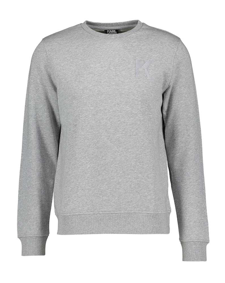 Grijze sweater met letter K op borst Karl Lagerfeld