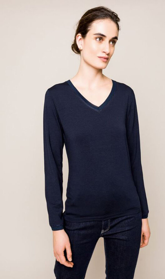 Donkerblauwe t-shirt met lange mouwen Franki Xandres