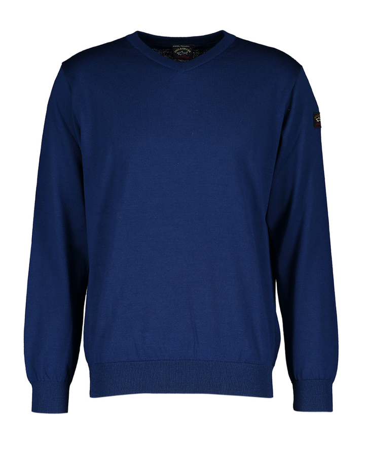 Blauwe trui met V-hals Paul & Shark