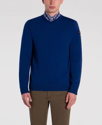 Blauwe trui met V-hals Paul & Shark