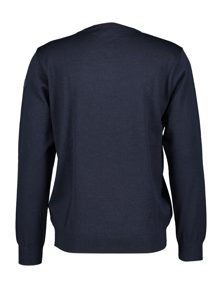 Effen donkerblauwe trui met v-hals Paul & Shark
