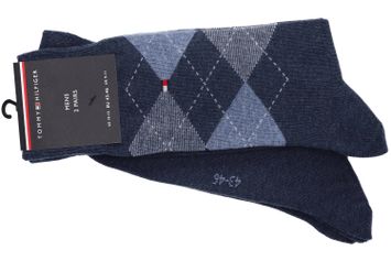 Duo sokken met blauw paar en blauw paar met ruiten Tommy Hilfiger